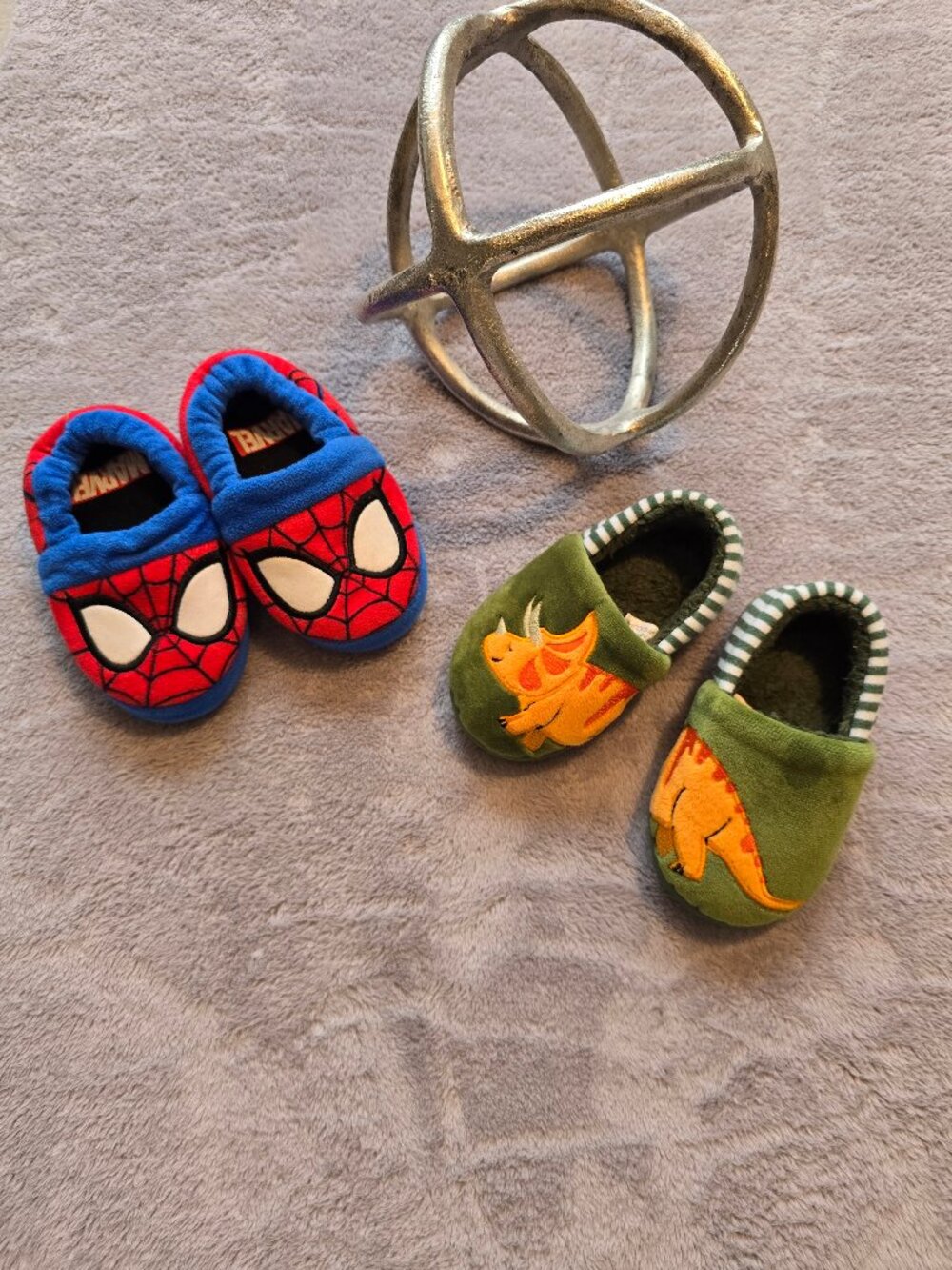 Toddler Boys Slipper Bundle - Size S (5-6) | Marvel Spider-Man & Embroidered Din